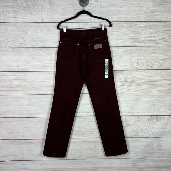 Vintage Wrangler Men's Firewash 90's Burgundy Red Slim Fit Jeans Size 29x32 - Picture 8 of 10